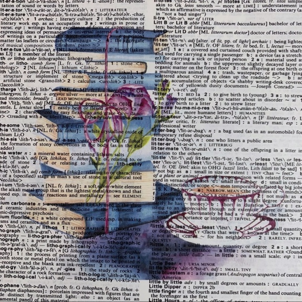 Dictionary Art Print Books and Teacup Tea Cup, Vintage Art Print